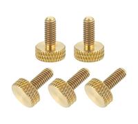 sourcing map 5Pcs M4x10mm Brass Knurled Thumb Screws, Flat Grip Bolt Knobs Fasteners Solid Brass Diamond Knurled Thumb Screws Knobs for Electronic, Mechanical