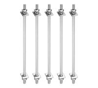 sourcing map 5Pcs M4x120mm 304 Stainless Steel Double End Threaded Stud Screw Bolt with Nuts, Square Flat Washers & Spring Washers for House Maintenance, Silver Tone