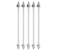 sourcing map 5Pcs M4x160mm 304 Stainless Steel Double End Threaded Stud Screw Bolt with Nuts, Square Flat Washers & Spring Washers for House Maintenance, Silver Tone