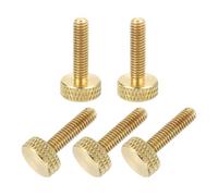 sourcing map 5Pcs M4x16mm Brass Knurled Thumb Screws, Flat Grip Bolt Knobs Fasteners Solid Brass Diamond Knurled Thumb Screws Knobs for Electronic, Mechanical