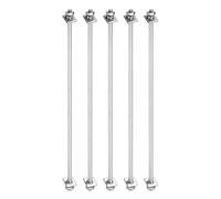 sourcing map 5Pcs M4x180mm 304 Stainless Steel Double End Threaded Stud Screw Bolt with Nuts, Square Flat Washers & Spring Washers for House Maintenance, Silver Tone