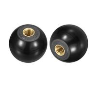 Sourcing Map 5Pcs M5 Female Thread Black Ball Knobs, 25mm Dia Round Operation Ball Handles with Copper Insert for Machine Lever Handle