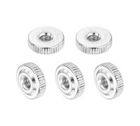 sourcing map 5Pcs M5 Knurled Thumb Nuts, Carbon Steel Round Knurled Flat Head Through Hole Handle Nut, Lock Adjusting Nuts, Thin Type, Silver