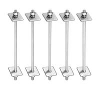sourcing map 5Pcs M5x120mm 304 Stainless Steel Double End Threaded Stud Screw Bolt with Nuts, Square Flat Washers & Spring Washers for House Maintenance, Silver Tone