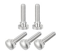 sourcing map 5Pcs M5x20mm Knurled Thumb Screws, Brass Nickel Plated Shoulder Bolts Grip Knobs Fasteners for Electronic, Mechanical, Nickel White