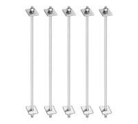 sourcing map 5Pcs M5x250mm 304 Stainless Steel Double End Threaded Stud Screw Bolt with Nuts, Square Flat Washers & Spring Washers for House Maintenance, Silver Tone