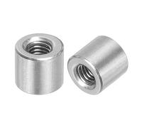 sourcing map 5Pcs M6 Round Connector Nuts, 304 Stainless Steel Coupling Nut 11mm/0.43" Length Sleeve Rod Bar Stud Nut for Bracket, M6x11x10mm