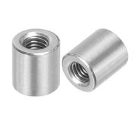 sourcing map 5Pcs M6 Round Connector Nuts, 304 Stainless Steel Coupling Nut 12mm/0.47" Length Sleeve Rod Bar Stud Nut for Bracket, M6x12x10mm