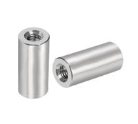 sourcing map 5Pcs M6 Round Connector Nuts, 304 Stainless Steel Coupling Nut 25mm/0.98" Length Sleeve Rod Bar Stud Nut for Bracket, M6x25x12mm