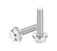 sourcing map 5Pcs M6 x 25mm Hex Serrated Flange Bolts Screws, 304 Stainless Steel Flanged Hex Head Bolts Flange Hexagon Screws for Households, Machine Tools, and DIY project, Silver