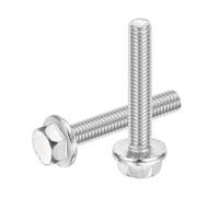 sourcing map 5Pcs M6 x 35mm Hex Serrated Flange Bolts Screws, 304 Stainless Steel Flanged Hex Head Bolts Flange Hexagon Screws for Households, Machine Tools, and DIY project, Silver