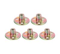 sourcing map 5Pcs M6x36x17mm Brad Hole Tee Nuts Manganese Steel 3-Hole Round Base Plate Nut Color Zinc Plated Female Thread Insert Nuts for Wood Furniture
