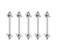 sourcing map 5Pcs M8x130mm 304 Stainless Steel Double End Threaded Stud Screw Bolt with Nuts, Square Flat Washers & Spring Washers for House Maintenance, Silver Tone