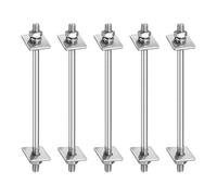 sourcing map 5Pcs M8x150mm 304 Stainless Steel Double End Threaded Stud Screw Bolt with Nuts, Square Flat Washers & Spring Washers for House Maintenance, Silver Tone