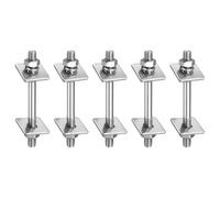 sourcing map 5Pcs M8x90mm 304 Stainless Steel Double End Threaded Stud Screw Bolt with Nuts, Square Flat Washers & Spring Washers for House Maintenance, Silver Tone