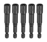 sourcing map 5pcs Magnetic Nut Driver 6mm Hex Drive Socket CR-V Steel Power Screw Drill Bits Socket Wrench Tools with 1/4" Quick Change Hex Shank for Power Drills Impact Drivers, Black