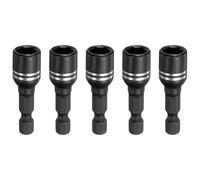 sourcing map 5pcs Magnetic Nut Driver 8mm Hex Drive Socket 1.65" Length Power Screw Drill Bits Socket Wrench Tools with 1/4" Quick Change Hex Shank for Power Drills Impact Drivers, Black