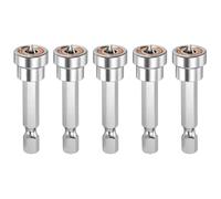 sourcing map 5pcs Magnetic Positioning Screwdriver Bits PH2 Drywall Screw Bit Hex Shank Positioning Setter Batch Head for Plasterboard Screw Drill Accessory, 2" Long Silver