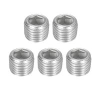sourcing map 5Pcs Male Thread Socket Pipe Plugs, NPT 1/16" Stainless Steel Internal Hex Thread Pipe Caps for Pipe Fitting and Sealing, Silver