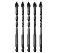 sourcing map 5pcs Masonry Drill Bits, 8mm Concrete Drill Bit 1/4" Hex Shank Ceramic Tile Drill Bit Carbide Tip for Brick, Glass, Plastic, Ceramic Tile, Wall Mirror, Black