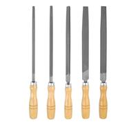sourcing map 5pcs Metal File Set 200mm Medium Teeth High Carbon Steel Hand Files with Wooden Handle Square/Flat/Triangle/Half-Round/Round for Metal Wood Stone Grinding Polishing Engraving