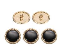 sourcing map 5pcs Metal Vintage Button 22.5mm Round Metal Sewing Button Alloy Shank Replacement Button for Women Suit Woolen Coat Shirt Dress Sewing Crafts, Black