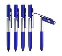 sourcing map 5pcs Multifunction Stylus Pen Capacitive Touch Screen Ballpoint Pens with LED Light, Foldable Phone Holder Stand for Writing in the Dark, Blue