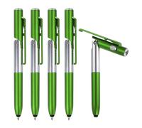 sourcing map 5pcs Multifunction Stylus Pen Capacitive Touch Screen Ballpoint Pens with LED Light, Foldable Phone Holder Stand for Writing in the Dark, Green