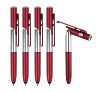 sourcing map 5pcs Multifunction Stylus Pen Capacitive Touch Screen Ballpoint Pens with LED Light, Foldable Phone Holder Stand for Writing in the Dark, Red