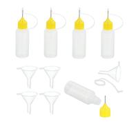 sourcing map 5Pcs Needle Tip Squeeze Bottle, 15ml/0.51oz Glue Tip Applicator Bottles Plastic Liquid Glue Bottle for Paper Crafts, Painting, Oil, Ink(Yellow, with 5 Funnel)