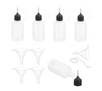 sourcing map 5Pcs Needle Tip Squeeze Bottle, 30ml/1oz Glue Tip Applicator Bottles Plastic Liquid Glue Bottle for Paper Crafts, Painting, Oil, Ink(Black, with 5 Funnel)