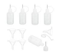 sourcing map 5Pcs Needle Tip Squeeze Bottle, 30ml/1oz Glue Tip Applicator Bottles Plastic Liquid Glue Bottle for Paper Crafts, Painting, Oil, Ink(Clear, with 5 Funnel)