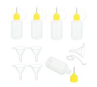 sourcing map 5Pcs Needle Tip Squeeze Bottle, 30ml/1oz Glue Tip Applicator Bottles Plastic Liquid Glue Bottle for Paper Crafts, Painting, Oil, Ink(Yellow, with 5 Funnel)