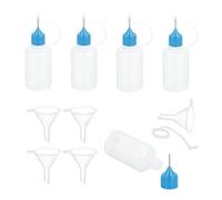sourcing map 5Pcs Needle Tip Squeeze Bottle, 30ml/1oz Glue Tip Applicator Bottles Plastic Liquid Glue Bottle for Paper Crafts, Painting, Oil, Ink(Blue, with 5 Funnel)