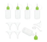 sourcing map 5Pcs Needle Tip Squeeze Bottle, 30ml/1oz Glue Tip Applicator Bottles Plastic Liquid Glue Bottle for Paper Crafts, Painting, Oil, Ink(Green, with 5 Funnel)