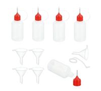 sourcing map 5Pcs Needle Tip Squeeze Bottle, 30ml/1oz Glue Tip Applicator Bottles Plastic Liquid Glue Bottle for Paper Crafts, Painting, Oil, Ink(Red, with 5 Funnel)