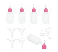 sourcing map 5Pcs Needle Tip Squeeze Bottle, 30ml/1oz Glue Tip Applicator Bottles Plastic Liquid Glue Bottle for Paper Crafts, Painting, Oil, Ink(Pink, with 5 Funnel)