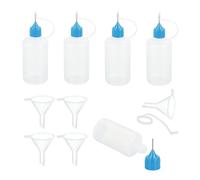 sourcing map 5Pcs Needle Tip Squeeze Bottle, 50ml/1.69oz Glue Tip Applicator Bottles Plastic Liquid Glue Bottle for Paper Crafts, Painting, Oil, Ink(Blue, with 5 Funnel)