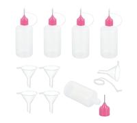 sourcing map 5Pcs Needle Tip Squeeze Bottle, 50ml/1.69oz Glue Tip Applicator Bottles Plastic Liquid Glue Bottle for Paper Crafts, Painting, Oil, Ink(Pink, with 5 Funnel)