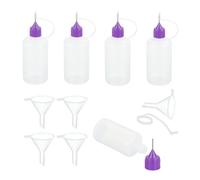 sourcing map 5Pcs Needle Tip Squeeze Bottle, 50ml/1.69oz Glue Tip Applicator Bottles Plastic Liquid Glue Bottle for Paper Crafts, Painting, Oil, Ink(Purple, with 5 Funnel)