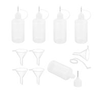sourcing map 5Pcs Needle Tip Squeeze Bottle, 50ml/1.69oz Glue Tip Applicator Bottles Plastic Liquid Glue Bottle for Paper Crafts, Painting, Oil, Ink(White, with 5 Funnel)