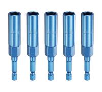sourcing map 5pcs Nut Driver 10mm Hex Drive Socket CR-V Steel Power Screw Drill Bits Socket Wrench Tools with 1/4" Quick Change Hex Shank for Power Drills Impact Drivers, Blue