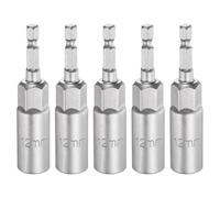 sourcing map 5pcs Nut Driver Drill Bit 12mm Metric Socket 1/4" Hex Shank 3.15" (80mm) Long Magnetic 6-Point Sockets Quick Change CR-V Steel Bolt Setters for Power Drill Drivers