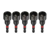 sourcing map 5pcs Nut Driver Drill Bit 14mm Metric Socket 1/4" Hex Shank 3" (65mm) Long Magnetic 6-Point Sockets Quick Change Phosphated CR-V Steel Bolt Setters for Power Drill Drivers, Black