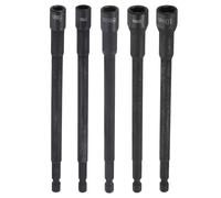 sourcing map 5pcs Nut Driver Drill Bit Set 6,7,8,9,10mm Metric Socket 1/4" Hex Shank 6" (150mm) Extra Long Magnetic 6-Point Sockets Quick Change Chrome Vanadium Steel Bolt Setters
