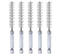sourcing map 5Pcs Nylon Bore Brush 11mm Dia 4" Long Cleaning Twisted Wire Brush with Handle 1/4" Hex Shank for Tubes, Ports, Bearings