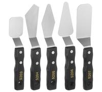 sourcing map 5pcs Painting Palette Knife Set Stainless Steel Large Spatula Pallet Knives Metal Scraper with Wood Handle for Oil Acrylic Paint Canvas Color Mixing Spreading