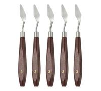 sourcing map 5pcs Palette Knife Painting Tool 1.5 x 0.59 Stainless Steel Art Spatula Pallet Knives Scrapers Tools with Beech Wood Handle for Acrylic Oil Canvas Mixing Spreading, Red/Silver