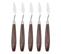 sourcing map 5pcs Palette Knife Painting Tool 1.77 x 0.55 Stainless Steel Art Spatula Pallet Knives Scrapers Tools with Beech Wood Handle for Acrylic Oil Canvas Mixing Spreading, Red/Silver