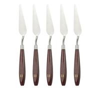sourcing map 5pcs Palette Knife Painting Tool 3.31 x 0.94 Stainless Steel Art Spatula Pallet Knives Scrapers Tools with Beech Wood Handle for Acrylic Oil Canvas Mixing Spreading, Red/Silver